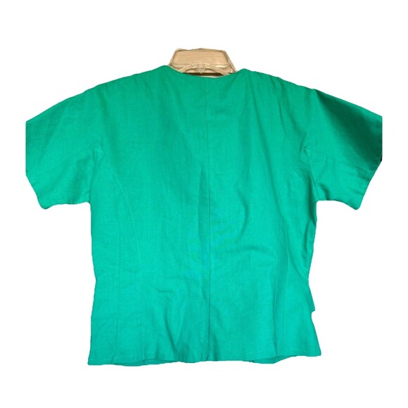 Linen Button Front Blazer Pockets Women Size 7 Ramie Cotton Preppy Office - Picture 2 of 5